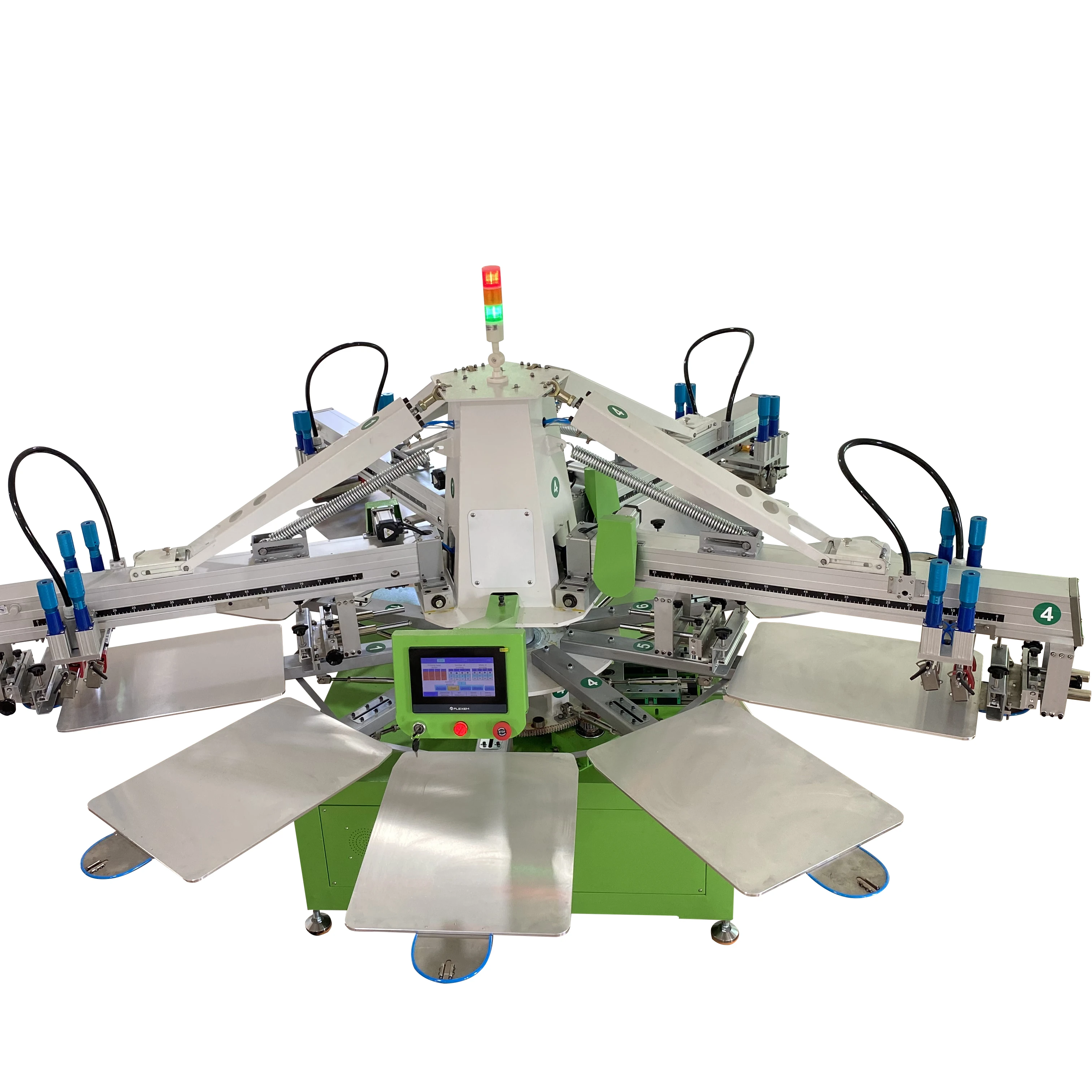 Carousel Rotary 4 color 10 station Automatic Silk Screen Printing machine Serigrafia Automatic T-shirt Screen Printer Equipment