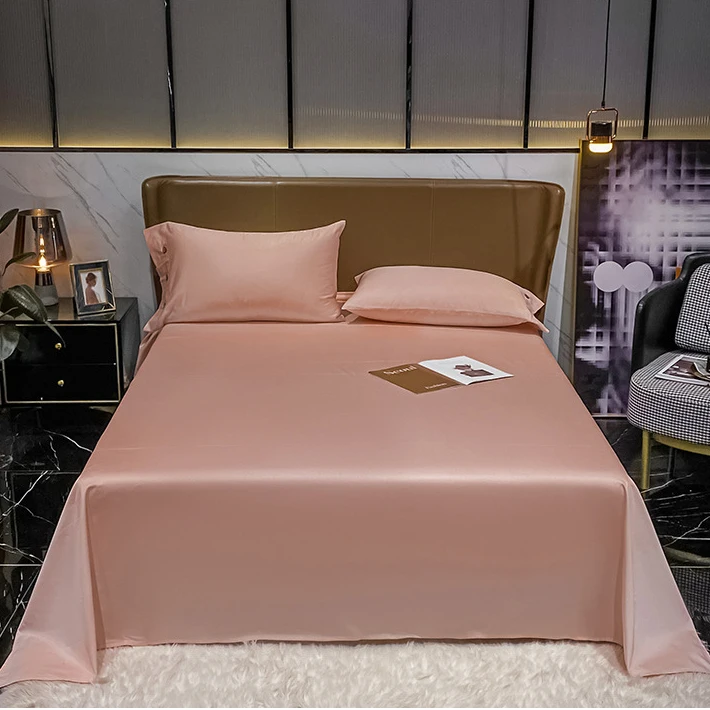 Wholesale Solid Color Bedsheets 100% Cotton Tencel Quilt Cover Bed Sheets 4pcs Bedding Set