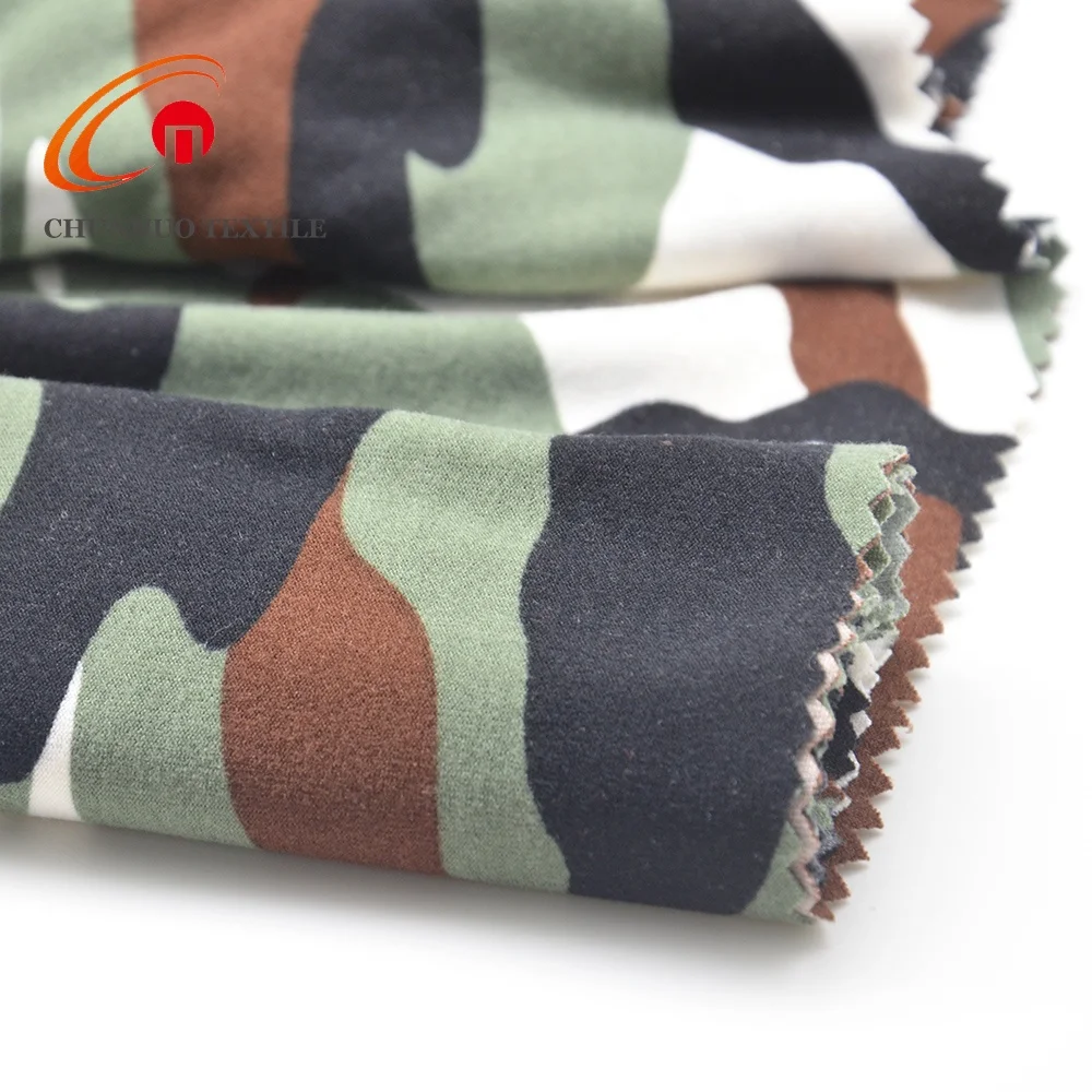 Shaoxing Chunnuo Textile Manufacturer Brushed Camouflage Lycra Fabric Printing
