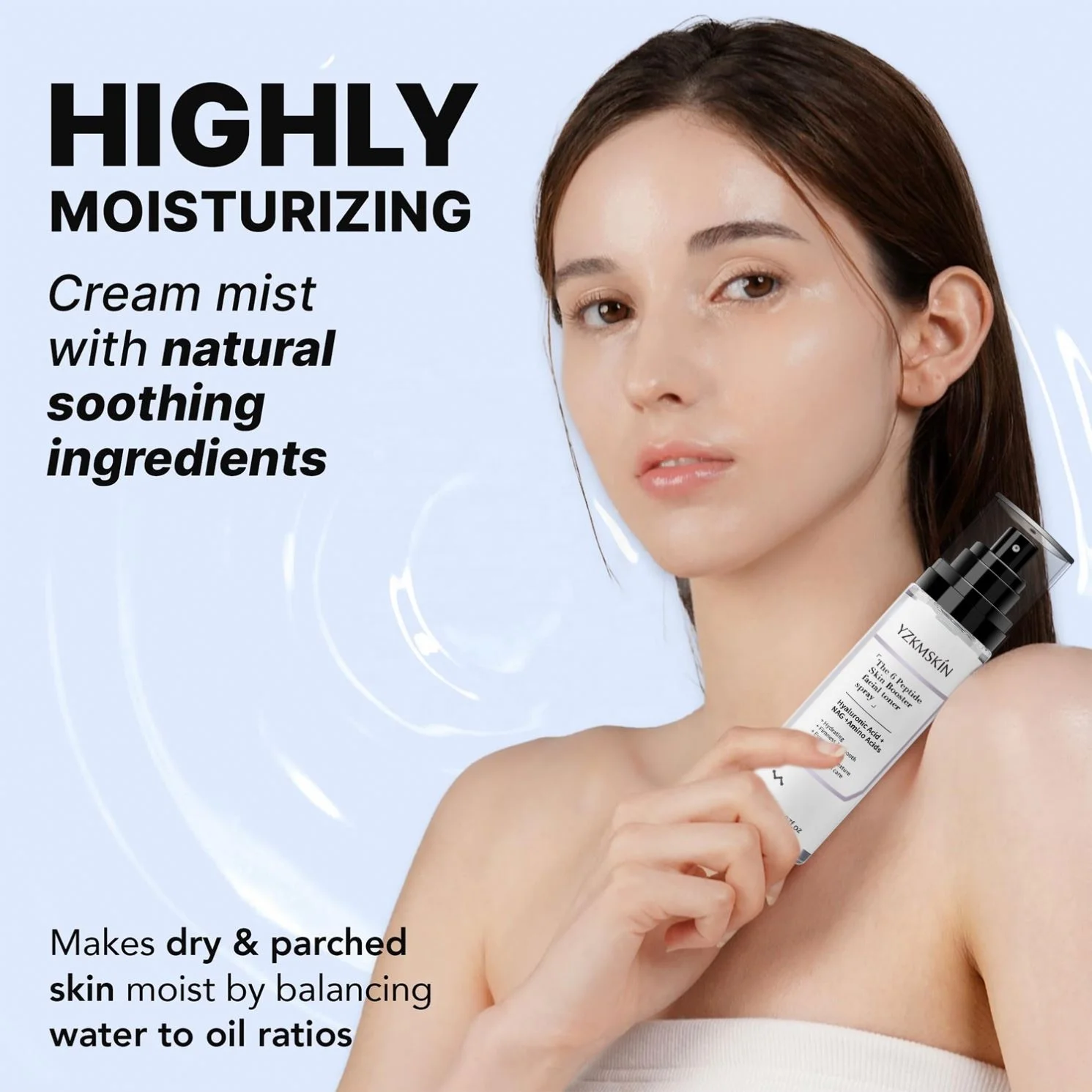 private label hydrating hyaluronic acid firming smooth 6 peptide skin collagen booster face mist facial toner spray
