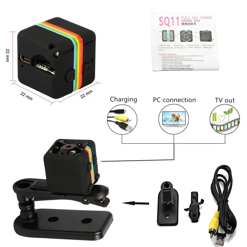 Factory Wholesale hd 720p 960 1080P camera SQ11 Very Very Small  sports DV with night vision Mini  camera
