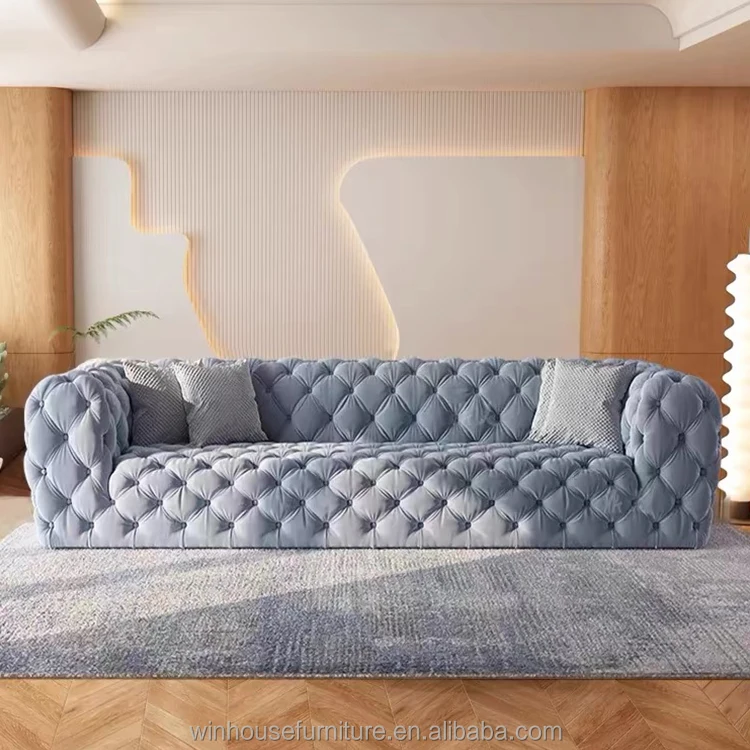 Диван для дома современный диван мебель роскошный бархатный с глубокими пуговицами гостиной