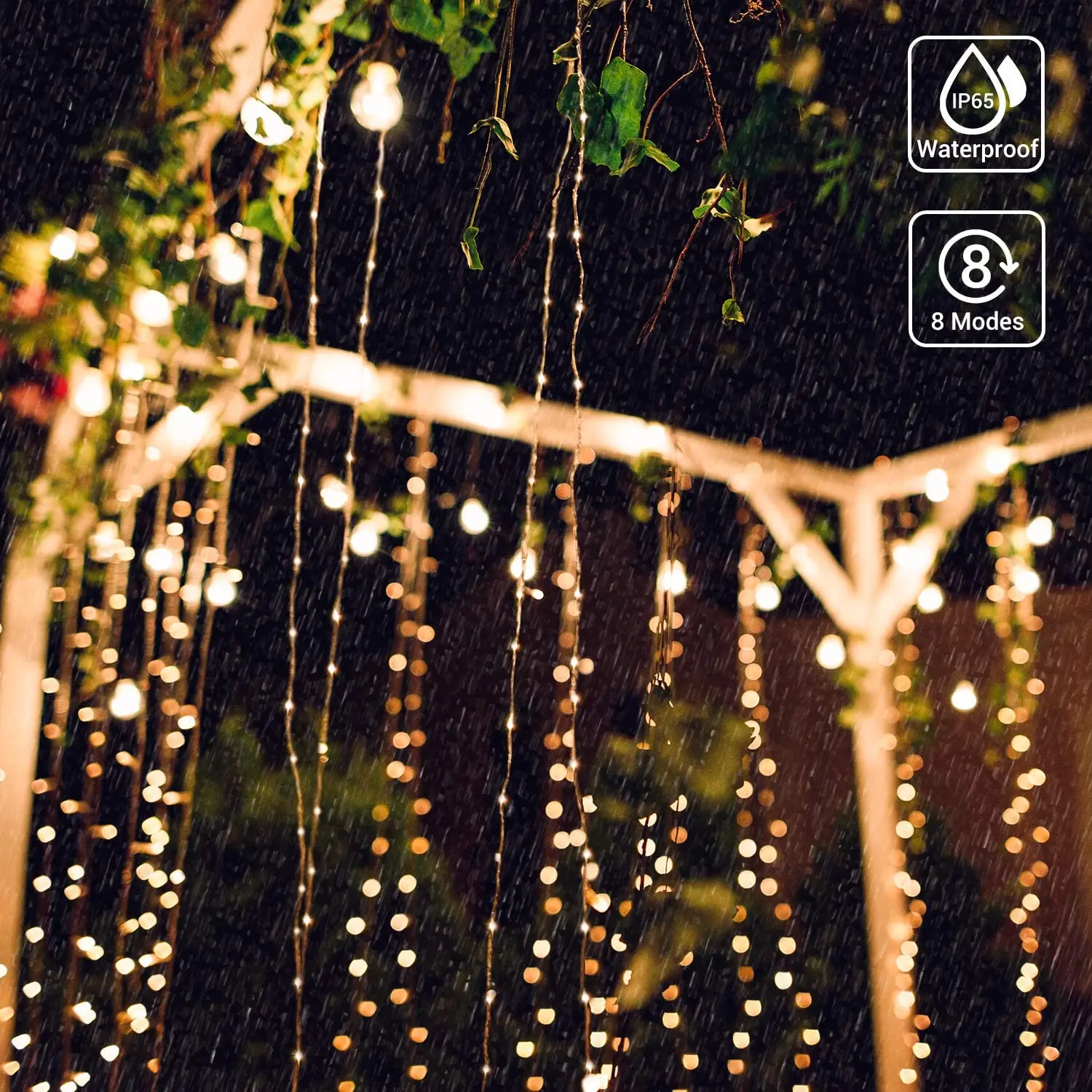 Wholesale Solar Powered 8 Models Flashing Fairy Water 3X3 Copper 300 Led Curtain Lights