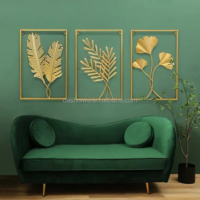 Colorful Leaves Iron Wall Modern Creative Living Room Sofa Background Wall Hanging Decorations Mosaic Wall Hanging Metal Crafts