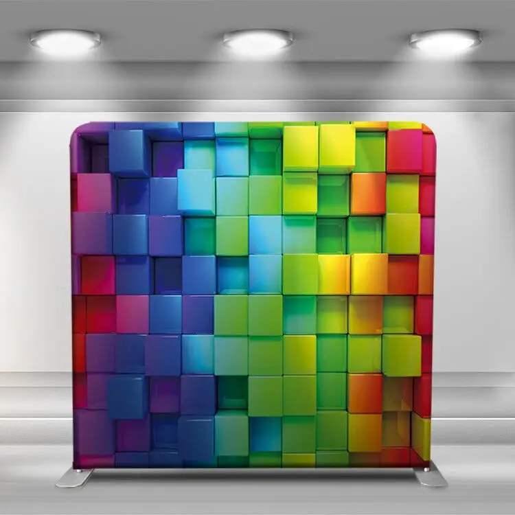 Portable lightweight durable 8x8ft aluminum tube stand tension fabric printing pillow case photo booth backdrop