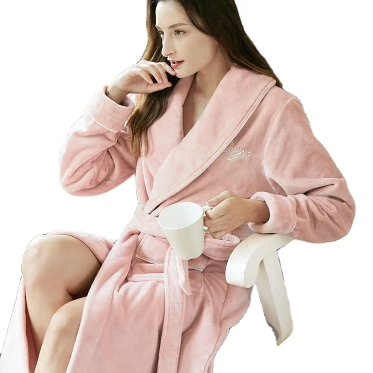 Girls fleece hooded hotel high quality thermal de mariage robe bathrobe with collar