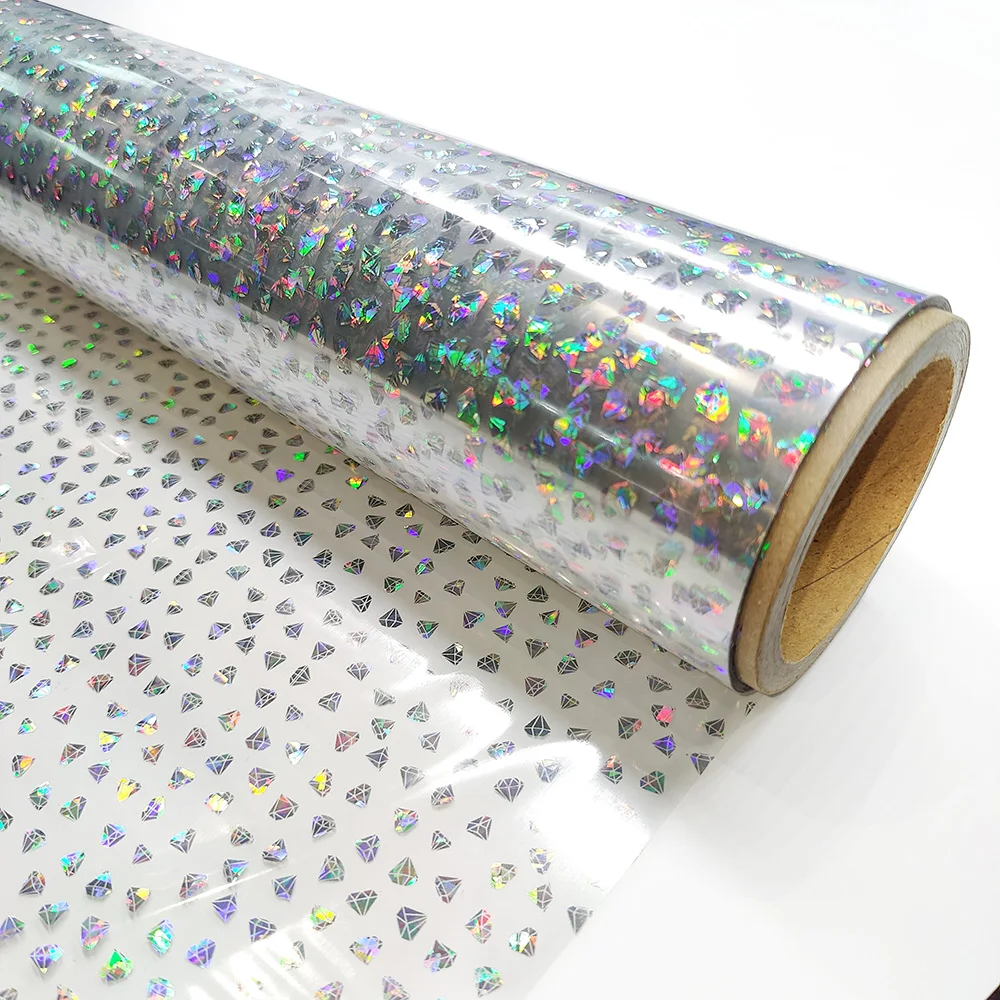 Custom shiny high quality holographic transparent foil PET hot stamp foil for HTV & fabric