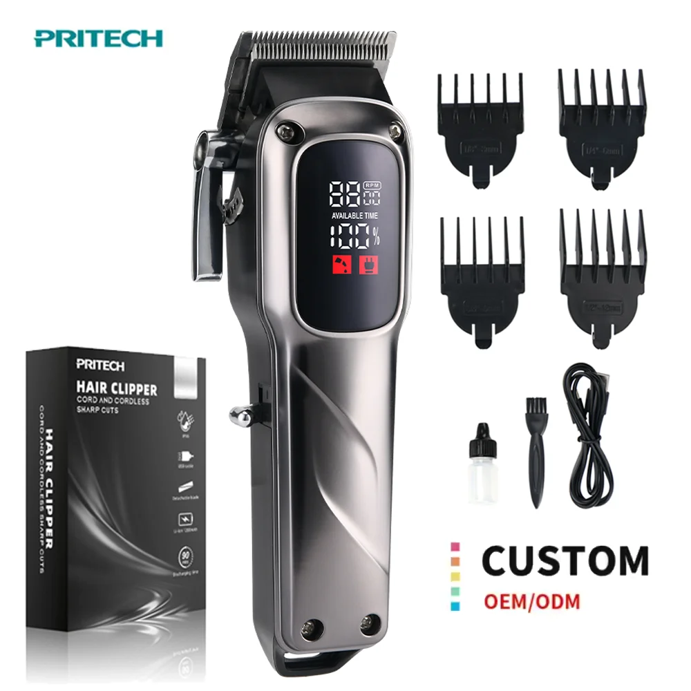 PRITECH free logo-design cheap hair trimmer 2000mah long-working professional clipper for hair