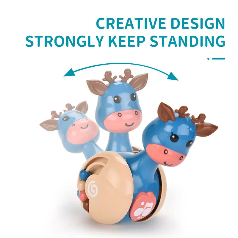 Popular Educational Cartoon Rattle Cute Deer Tumbler Toy Cute Deer Tumbler Nodding Rock Tumbler Doll Good Sale Baby Toys