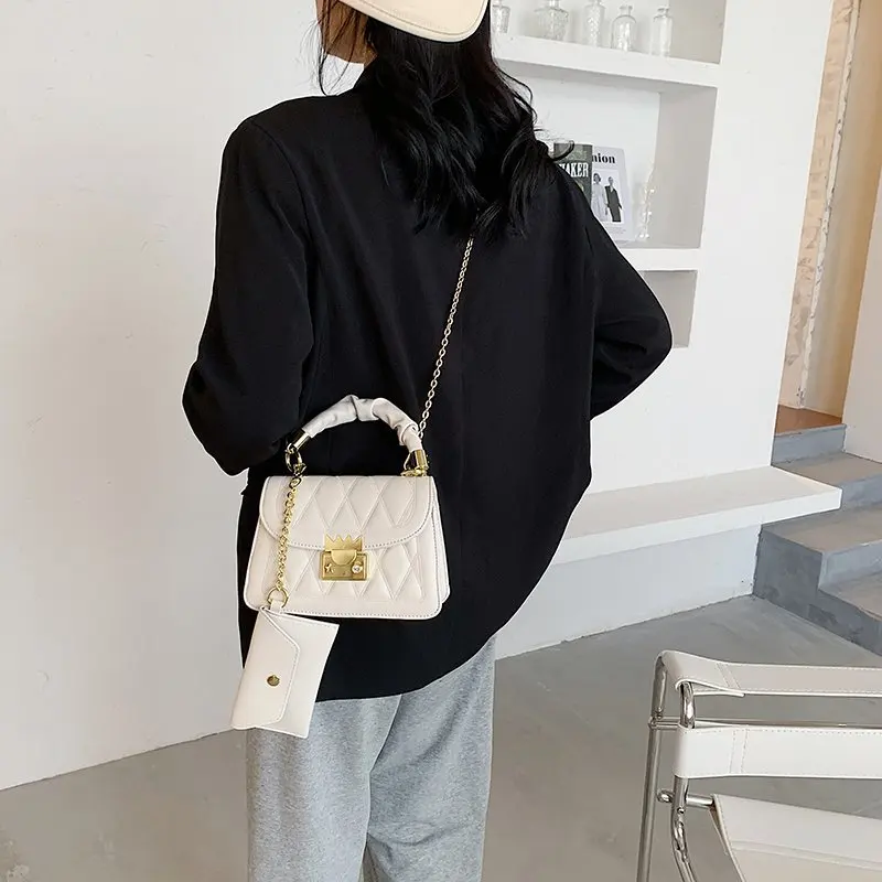 
Crossbody Bag Handbag Fashion Korean Style Cheap Embroidered PU Leather handbags women shoulder long strap bag with change purse 