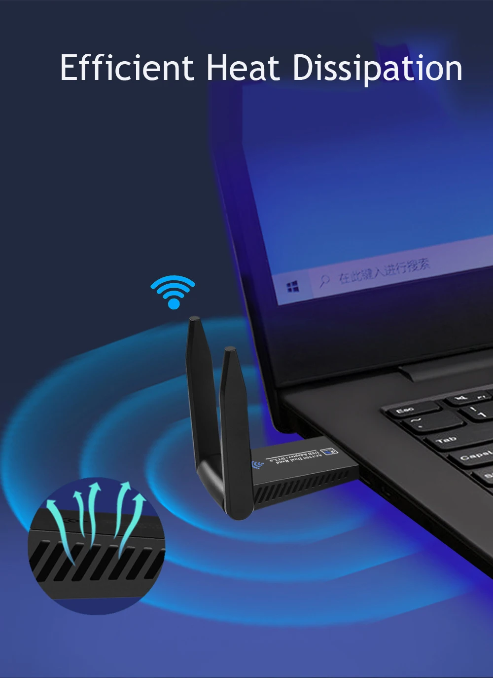 1800Mbps High Speed 802.11AX WiFi6 USB3.0 WiFi 6 Wireless USB WiFi Adapter Dual External Antenna