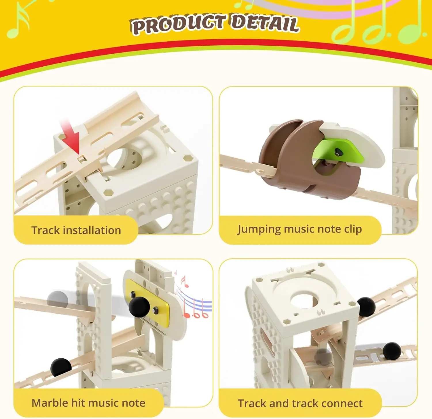 Marble Runs for Kids with Music Pillars STEM Toys with Marble Runs Music Educational Learning Marble Maze Track Toys for Kids