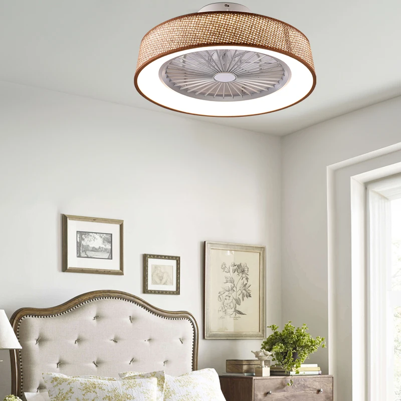 Boho Caged Ceiling Fan with Lights Flush Mount, Enclosed 6 Speeds for Bedroom, Living Room, Kitchen