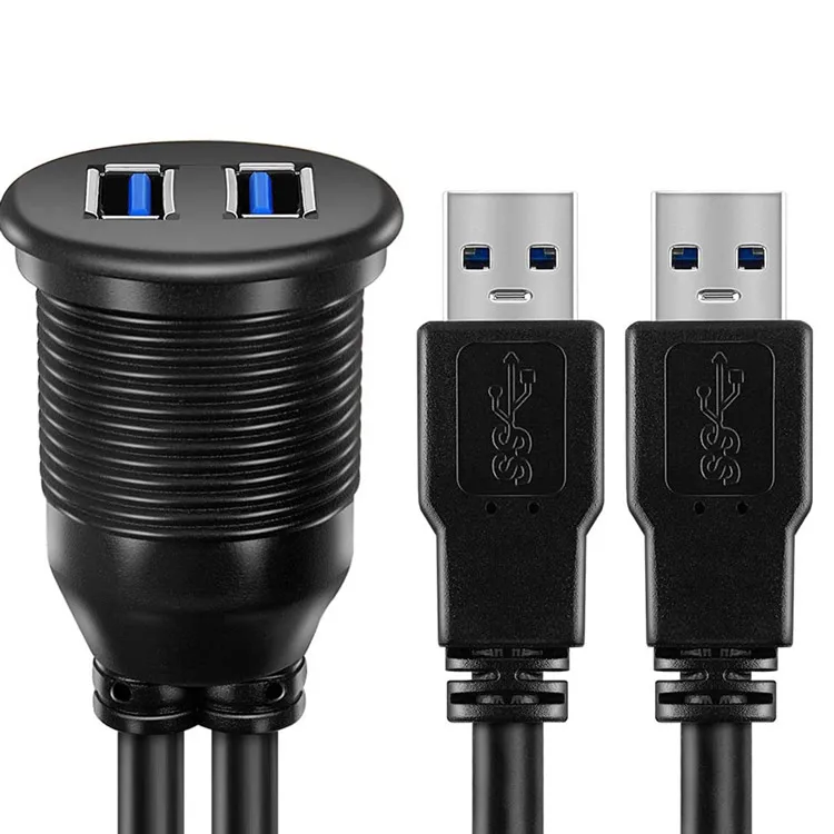 Plunger Type USB Single Port Motorcycle Dashboard for Car Truck Boat Flush Mount Extension Cable Male To female Extension cable