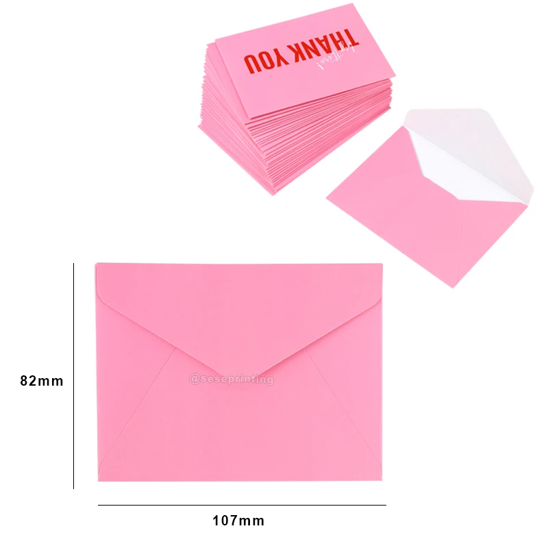 Create Customized Colorful Gold Foil Paper Thank You Cards Wedding Card Invitation With Envelope Printing