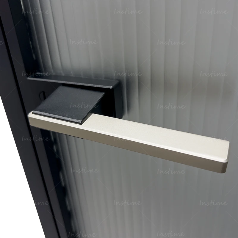 Instime Lifetime Warranty Hurricane Impact Black Glass Aluminum Profile Resistor Aluminum Entrance Casement Door For House