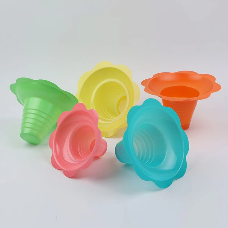 Summer Hot Selling Disposable 4oz 8oz 12oz clear colourful PET Shaved Ice Flower Cups with lids