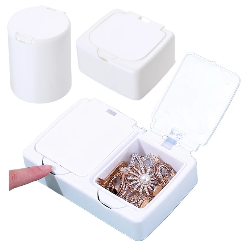 Plastic Storage Box Bathroom Jar Makeup Organizer Cotton Round Pad Holder Cotton Swab Box Qtip Holder Dispenser with Lid