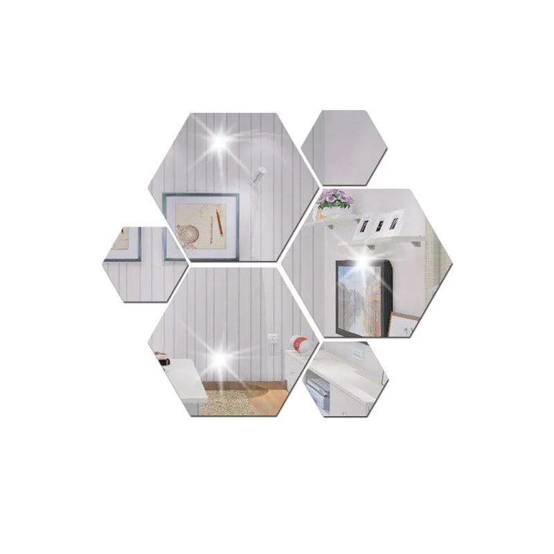
Geometric hexagonal acrylic wall decoration stickers background wall stereo mirror 3D detachable self-adhesive 