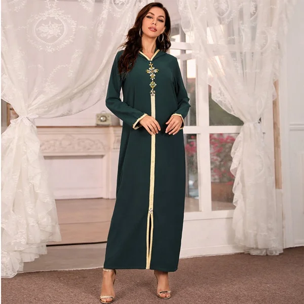 Hot Sale  Abaya and  Prayer Clothing for Muslim Women Hand Sewn Drill  Long Sleeve Dress