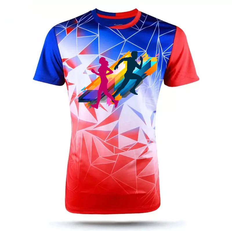 Custom Full Sublimation Print OEM Service Marathon Team Event Promotion Quick Dry Tshirt Mesh Sport T-shirt
