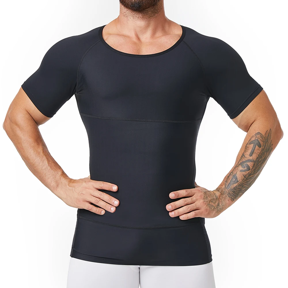 Mens Shapewear Tummy Control Compression Shirt Hide Gynecomastia Body Shaper Slimming Undershirt Corset For Men