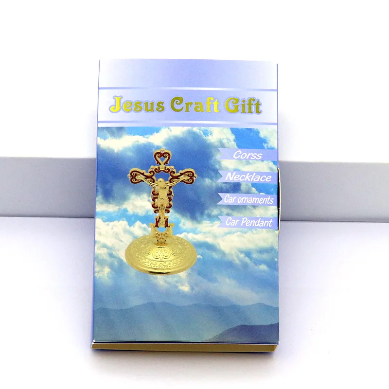 Hot sale cross crafts wholesale Jesus Christian Catholic desktop decoration metal religious jewelry crafts ornaments