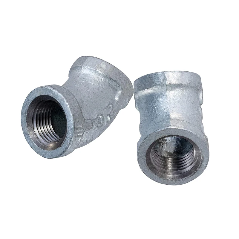 Manufacturer Directly Supply GI Pipe Fittings Hot Dip Galvanized  BSP Thread  45 Elbow For Water Oil Gas