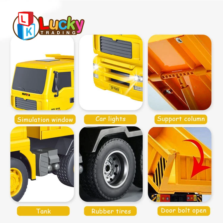 Huina 1/18 RC Dump Truck Toys 2.4G Project Remote Control Vehicle Kids Construction Engineering Series Radio Control Toys