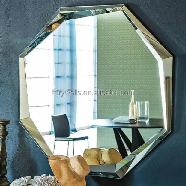 Octagon Diamond Shape 3D Venetian Beveled Mirrors Beautiful Hallway MDF Wall Mounted Frameless Home Decorative Furniture Mirror