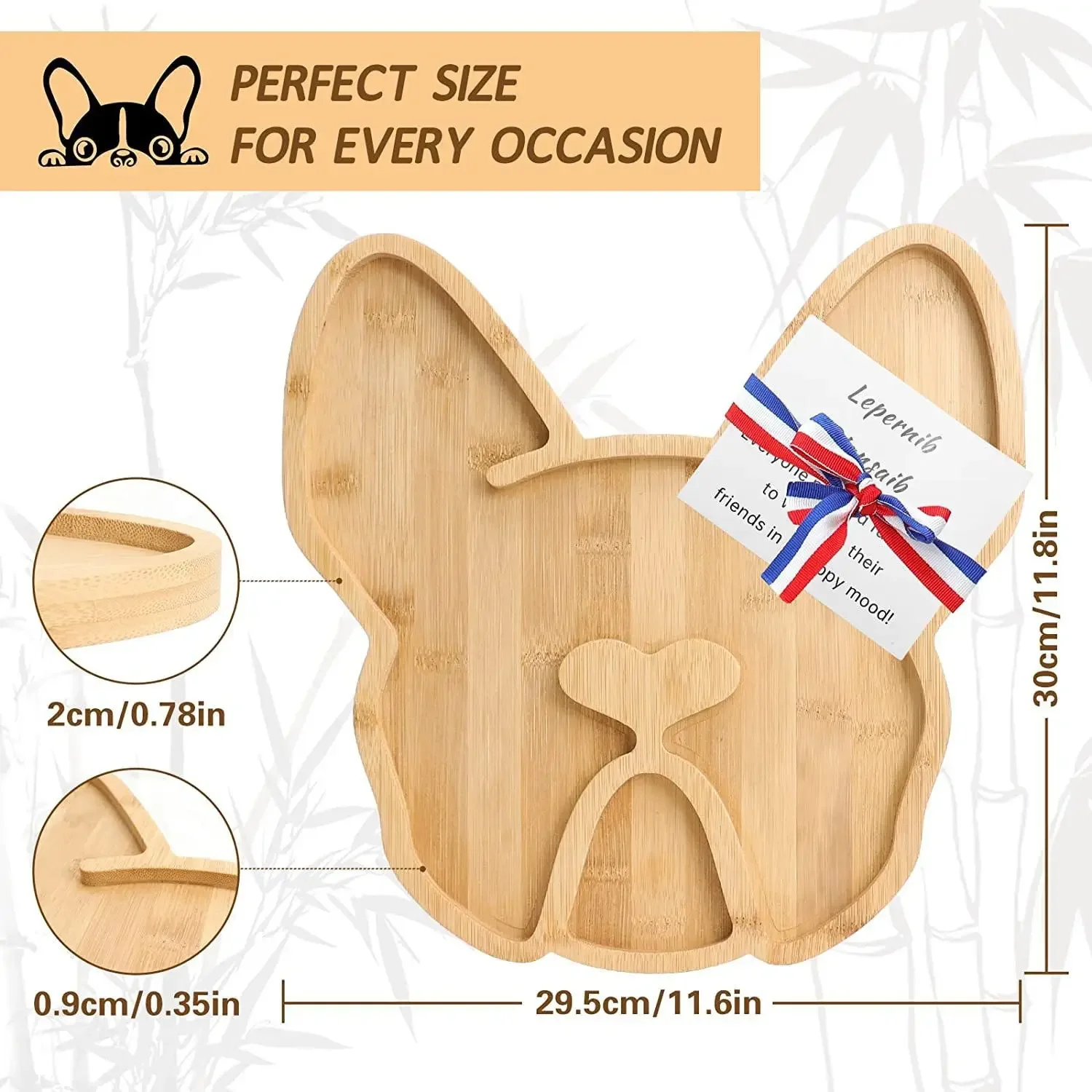 Wholesale Useful Bamboo Funny Serving Set Tray Bulldog Cheese Board Aperitif Platter for Party