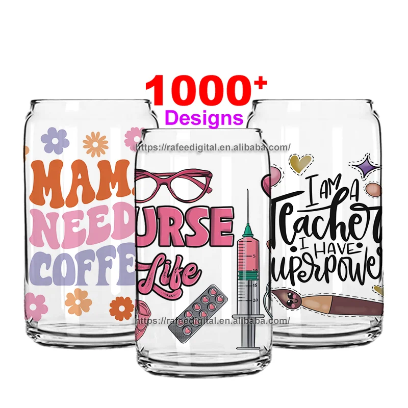 Custom Design 16oz 16 oz UVDTF Tumbler Decals Sticker Mom Mother Flowers Dad Father Teachers Nurse Day UV DTF Cup Wrap Transfers