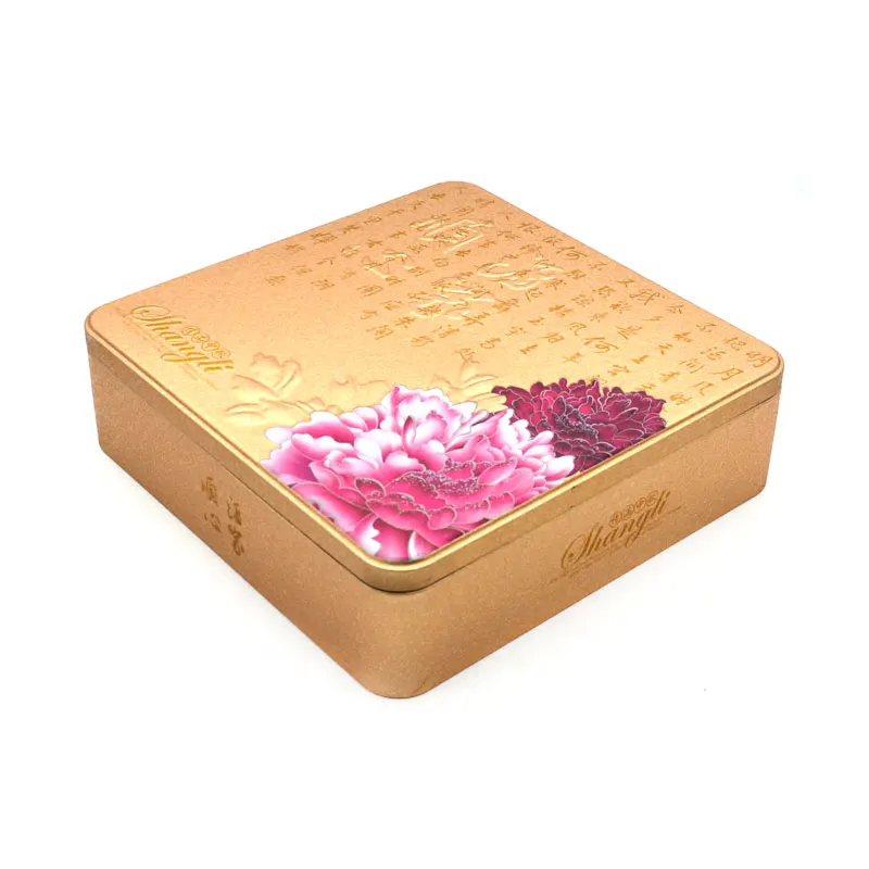 Customised Modern Blue & Gold Lacquer Carved Mooncake Gift Boxes Set Luxury Magnetic Packaging for Moon Cake Present Metal Boxes