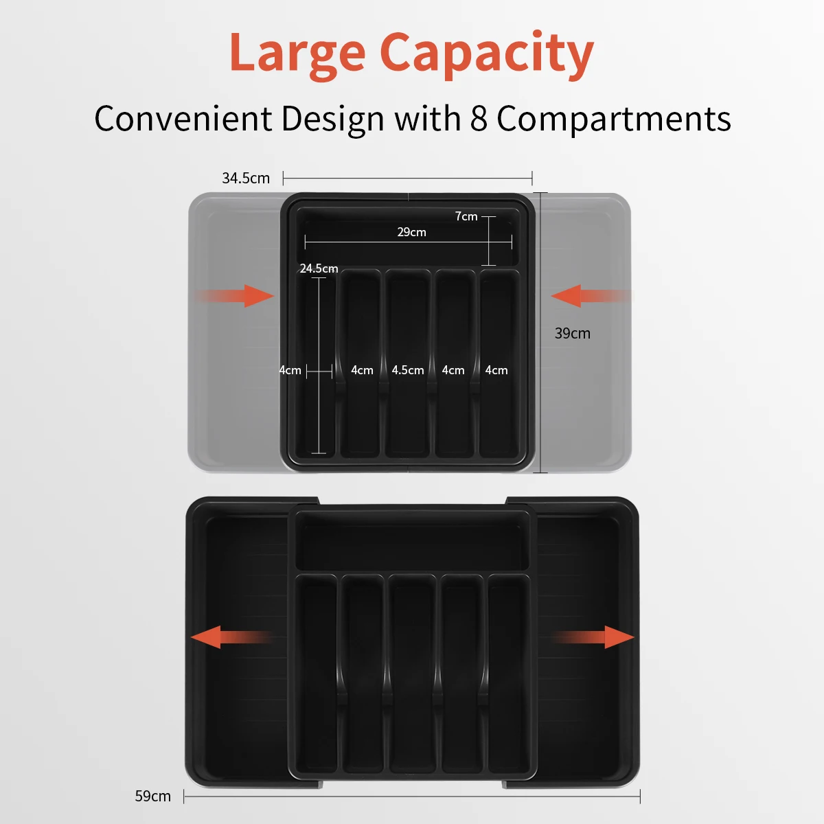 Flatware Tray Holder PP Drawer Dividers Kitchen Utensil Tool Cutlery Drawer Organizer Silverware Organizer