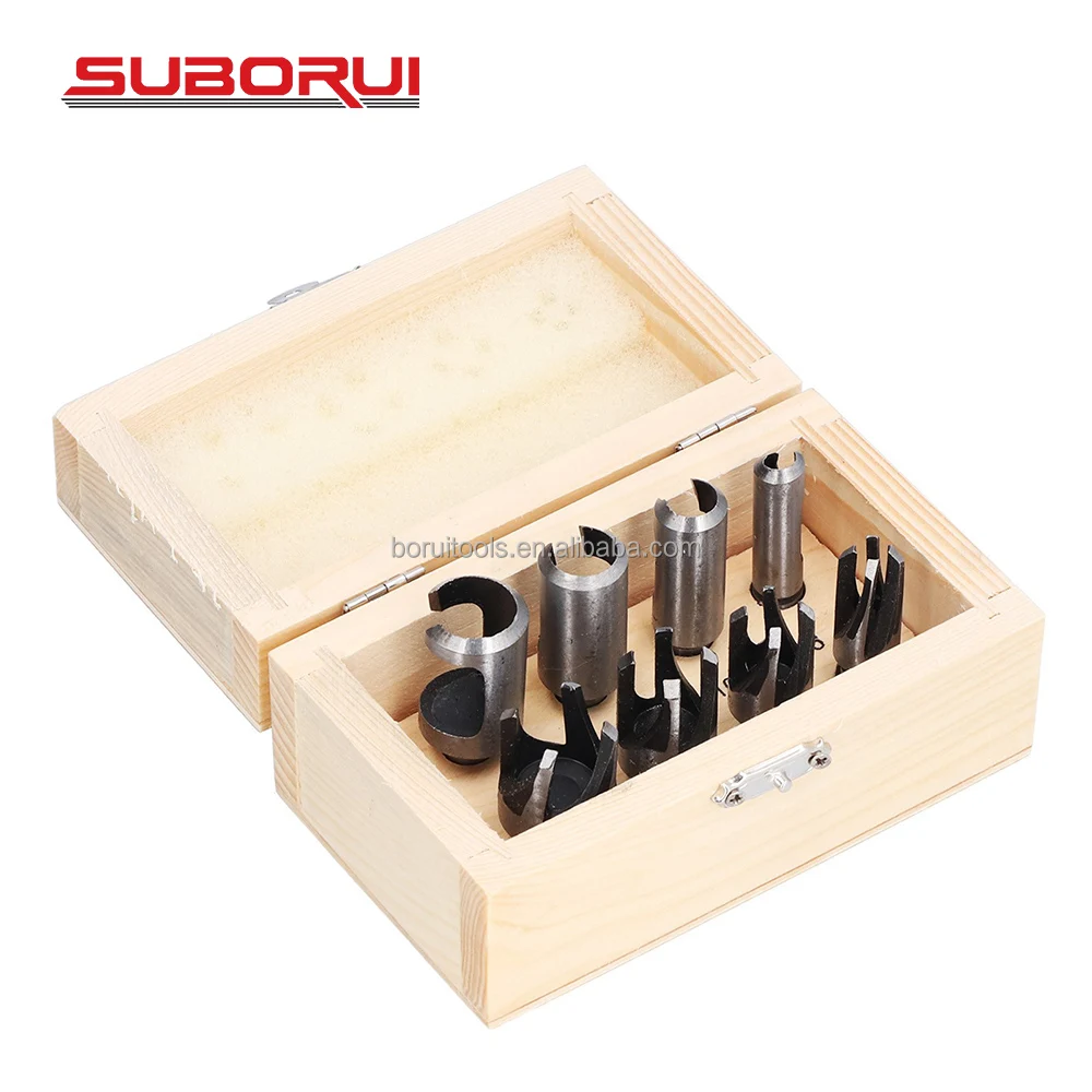 SUBORUI 8pcs Tenon Wood Plug Cutter Drill Cutting Tool Drill Bit Woodworking Drill Bit Set For Countersunk Holes