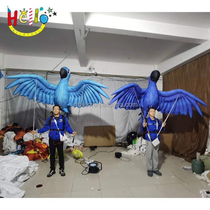 Festival Parade Inflatable Mascot Bird Costume Blue Inflatable Parrot Costume