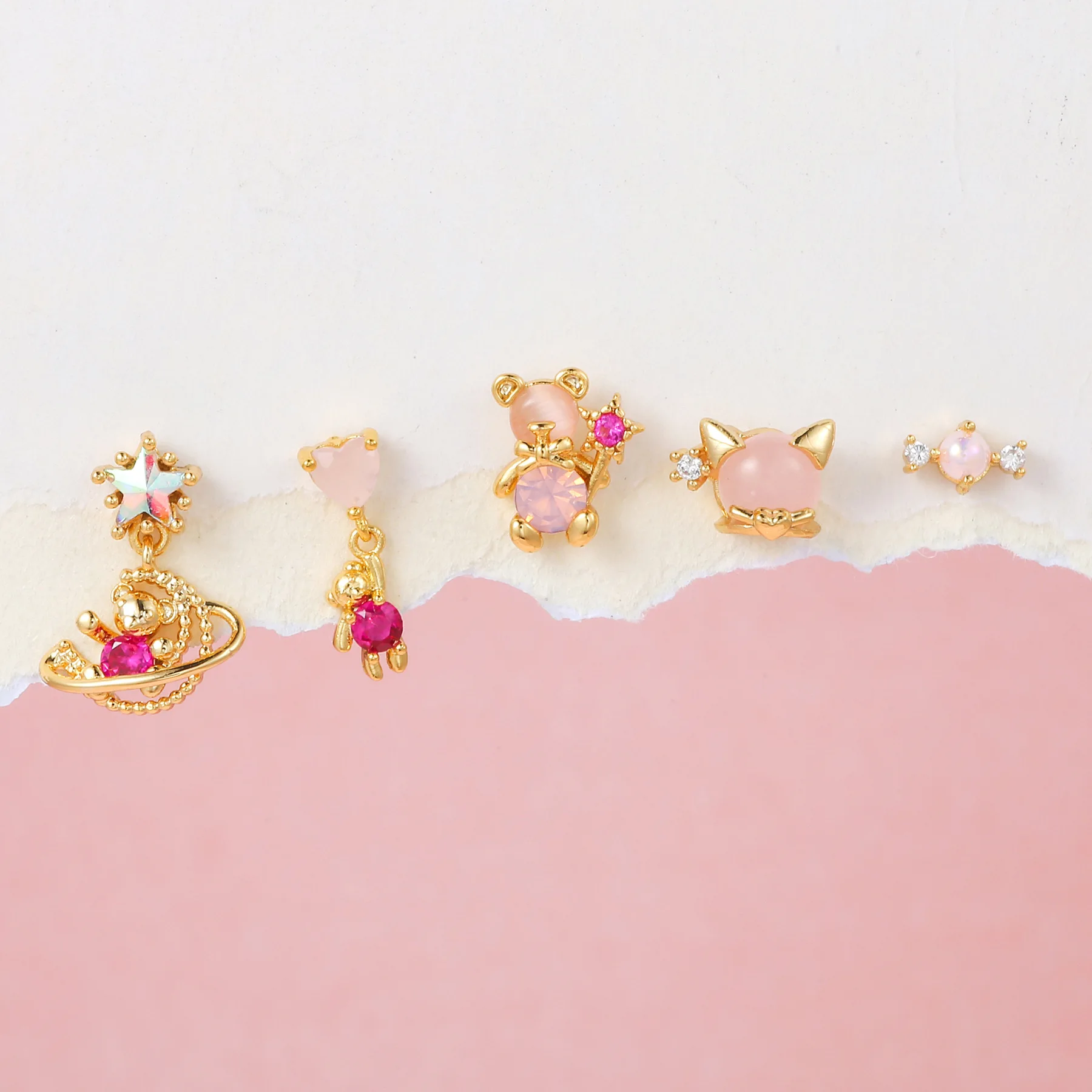 Hypoallergenic Fashion gold plated jewelry 925 sterling silver earring girls cute bear earrings wholesale