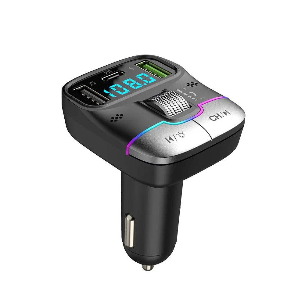 GXYKIT Bluetooth 5.4 FM Transmitter Car Charger Dual USB QC PD Audio Adapter Cigarette Lighter MP3 Player Handsfree