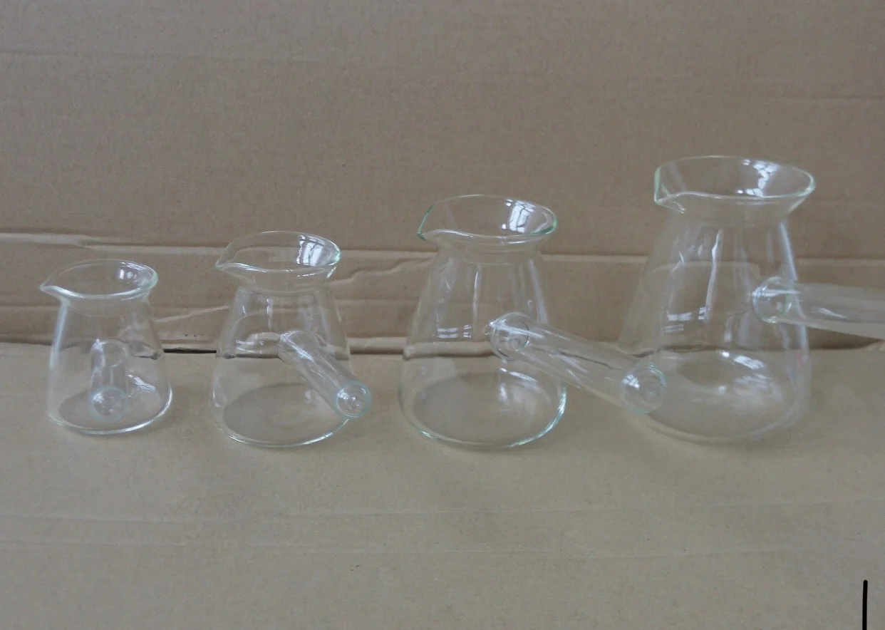 500ml Clear Borosilicate Glass Turkish Coffee Pot and Tea Maker Set Handmade Arab Style Design with Long Handle 350ml Capacity