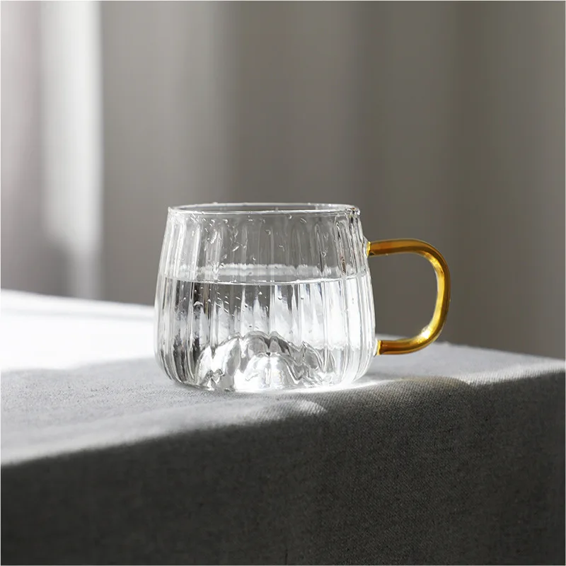 Chinese Art shaped Borosilicate Glass Coffee Tea Cup With Handle