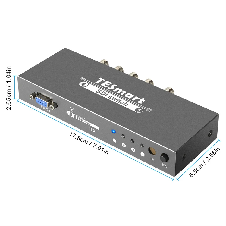 TESmart SDI Switcher 4x1 HUB SDI Intelligent Switch Extender 4 To 1 Converter HD SD Monitor Security Camera 4x1 Video SDI Switch