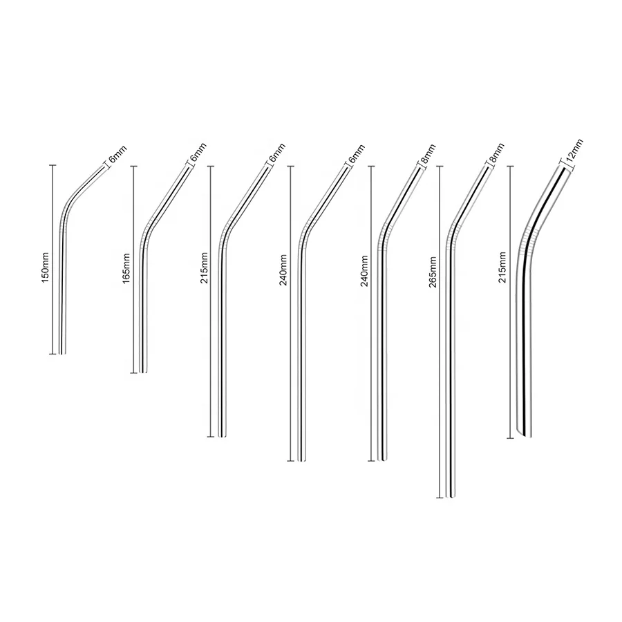 Wholesale Customized 304 Stainless Steel Straws Reusable Food Grade Metal Drinking Straw Sets with Bags Eco-Friendly & BPA Free