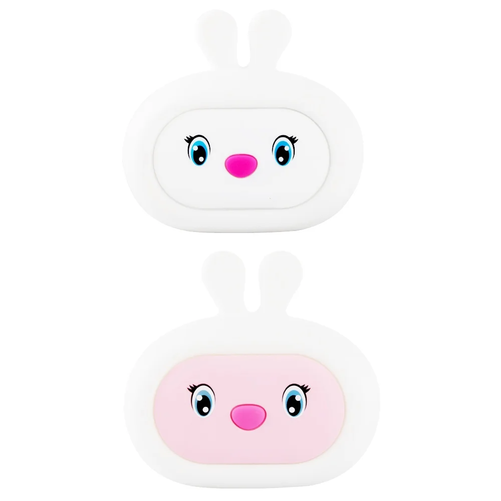 New Cute Bear Rabbit Alarm Clock Night Light Children Silicone Rechargeable White Noise Machine Baby  for Bedroom Birthday Gift