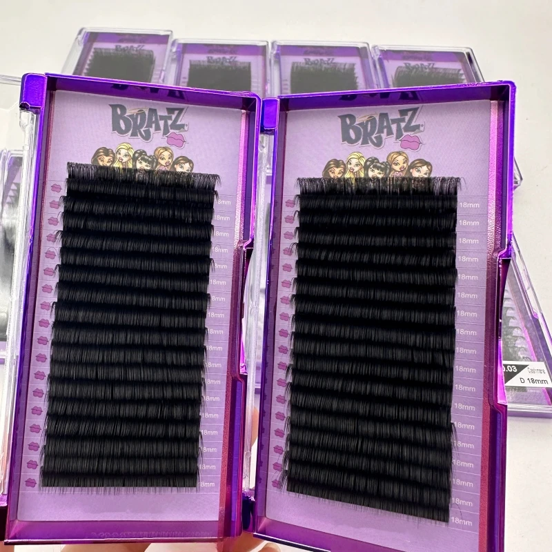 Velvet Volume Eyelash Extensions Supplies Private Label Individual Lash Trays Dark Matte Black Cashmere Lash Extensions