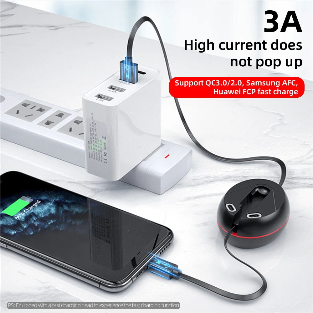 Лидер продаж кабель типа c магнитный для быстрой зарядки 3A телескопический USB-кабель телефона совместимый с micro usb/type-c/I-product