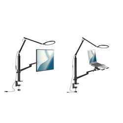 UPERGO LCD Monitor Desk Mount Bracket, Swivel Desktop Monitor or Laptop Stand Arm with Working Lamp