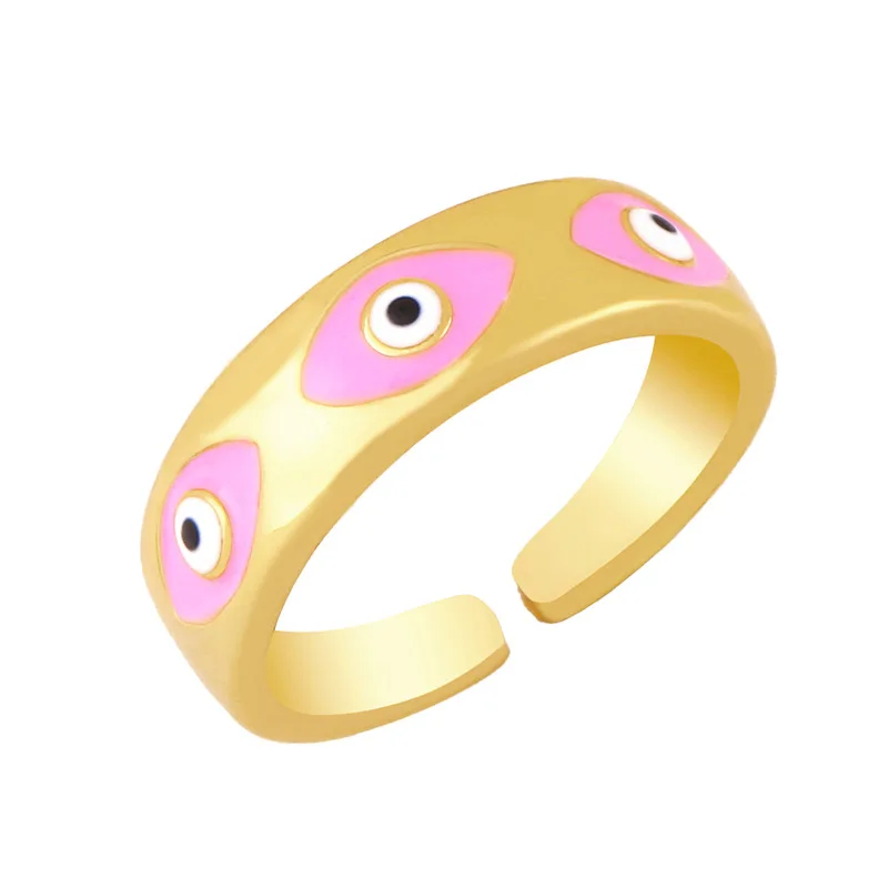 Новое поступление Инс глянцевое капля масло дьявол глаз кольцо дизайн преувеличенные красочные эмалевые кольца сглаза