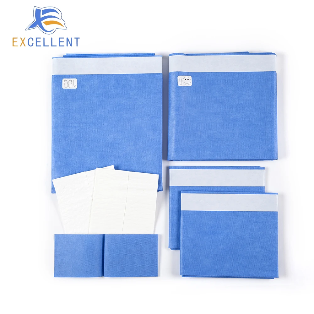 Angiography Drape Set Pack with 2 holes for hospital