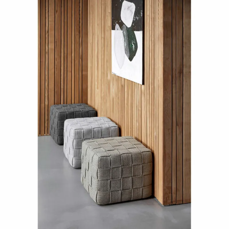 Outdoor garden furniture rope woven pouf square round outdoor cube ottoman