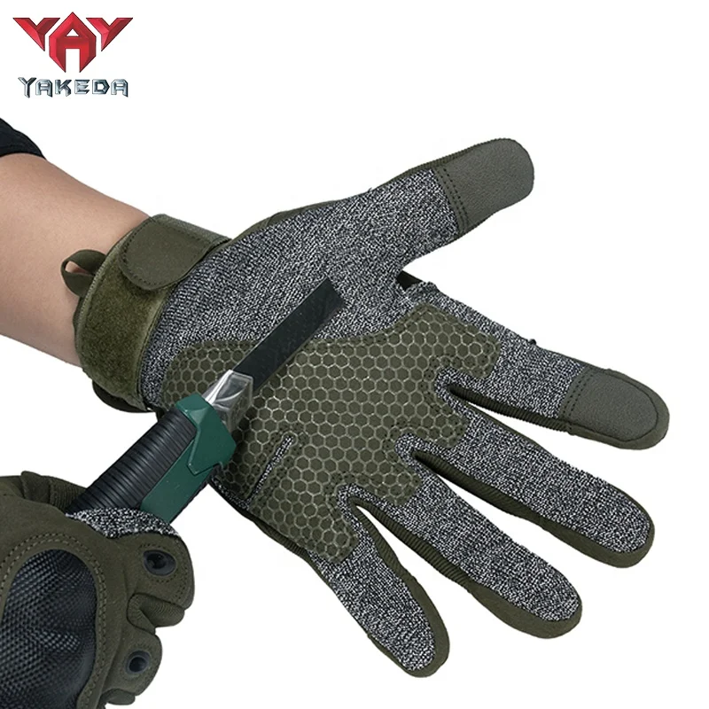 YAKEDA Hard Knuckle Full Finger Tactical Gloves Combat Gloves Touch Screen Cycling Racing Utility Cut-resistant Gloves